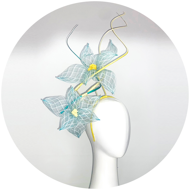 Yellow With Blue Flower Headpiece Yellow With Blue Flower Headpiece